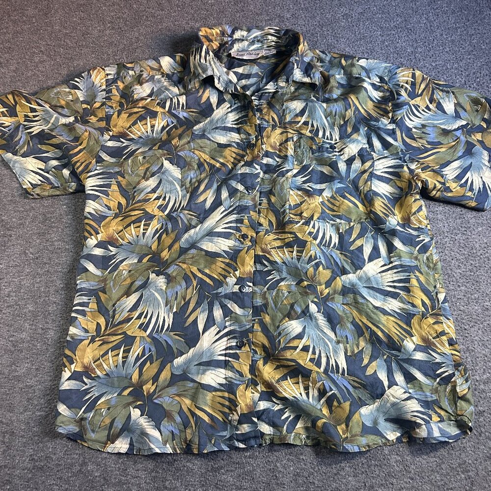 Jane Ashley Vintage 100% Silk Oversized Bold Floral Short Sleeve Top Size Large